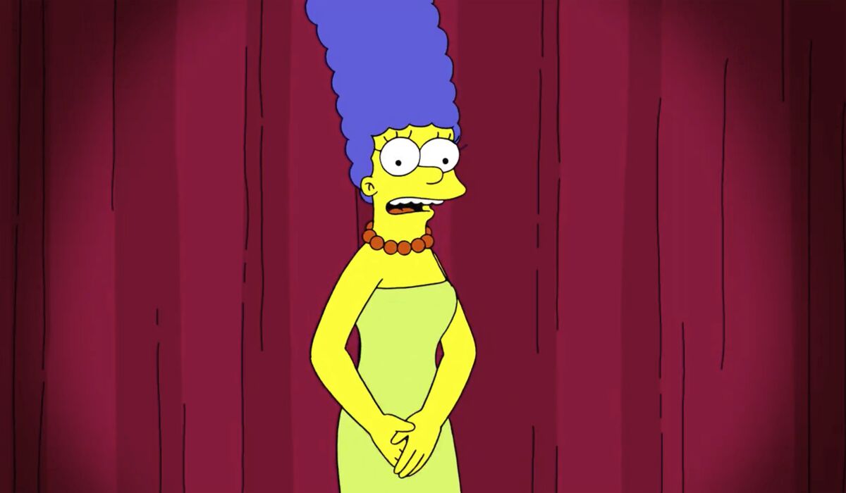 This image released by Fox shows Marge Simpson, a character on the animated television series "The Simpsons." In the clip, posted by the animated series, matriarch Marge chided a Trump campaign attorney over a tweet comparing her and Democratic presidential contender Joe Biden's pick for his running mate, Sen. Kamala Harris, D-Calif.. (FOX via AP)