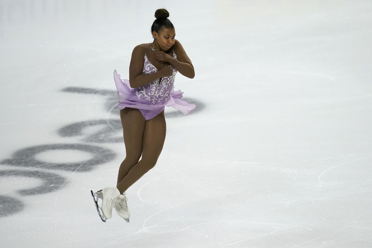 Starr Andrews performs during the women's free skate program at the U.S. championships Jan. 15, 2021, in Las Vegas.
