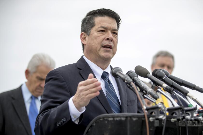 FILE - In this Jan. 17, 2019, file photo, Rep. T.J. Cox, D-Calif., of California's 21st Congressional district, speaks at a news conference on Capitol Hill in Washington. Cox is facing a challenge from David Valadao, the incumbent he defeated in 2018. California’s tarnished Republican Party is hoping to rebound in a handful of U.S. House races but its candidates must overcome widespread loathing for President Donald Trump and voting trends that have made the nation’s most populous state an exemplar of Democratic strength. (AP Photo/Andrew Harnik, File)