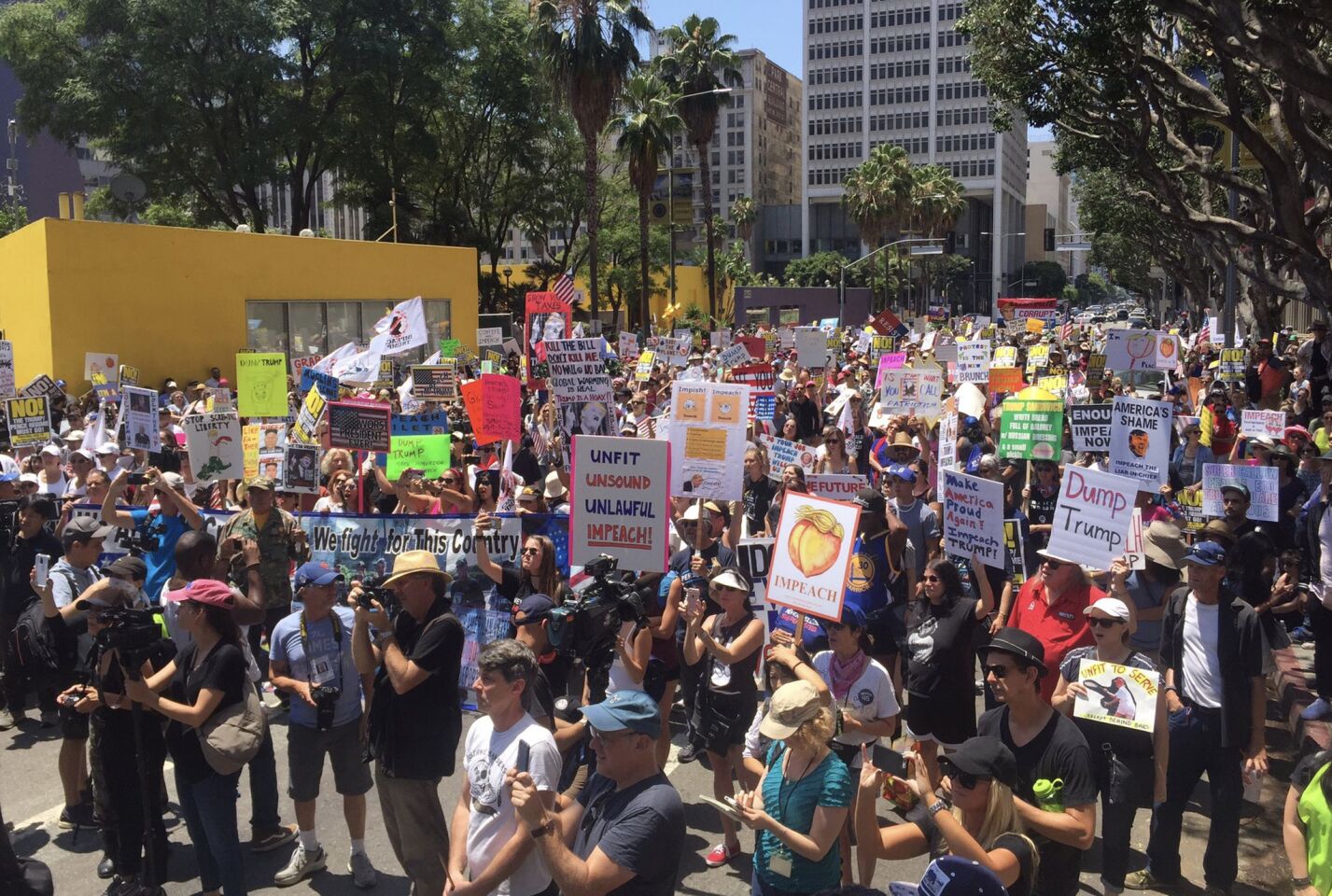 Sunday's impeachment march begins at Pershing Square in downtown Los Angeles.