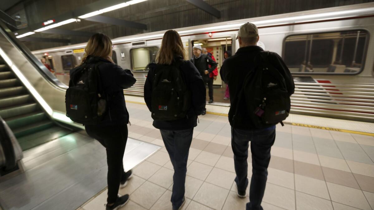 A PATH team, led by program manager Karen Barnes, assisted with the homeless count in early 2018. (Francine Orr / Los Angeles Times)