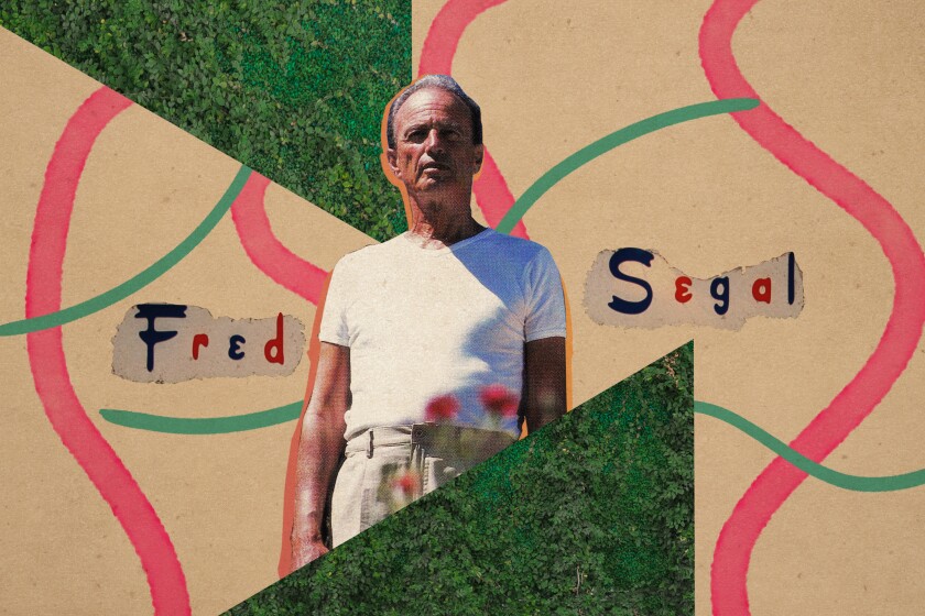 Illustration of Fred Segal against ivy-covered walls