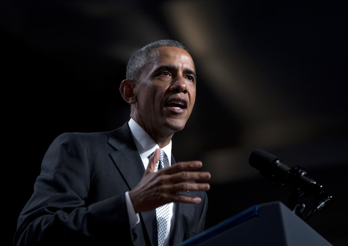 President Obama speaks at the U.S. Conference of Mayors in San Francisco.