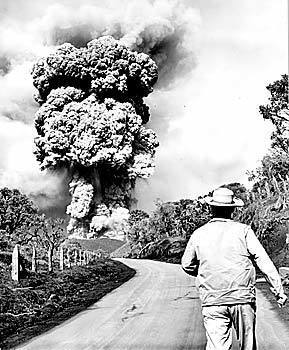 Irazu volcano in Costa Rica sends tons of ash into the sky in January, 1964. The volcano created havoc and threatened the nation with economic disaster.