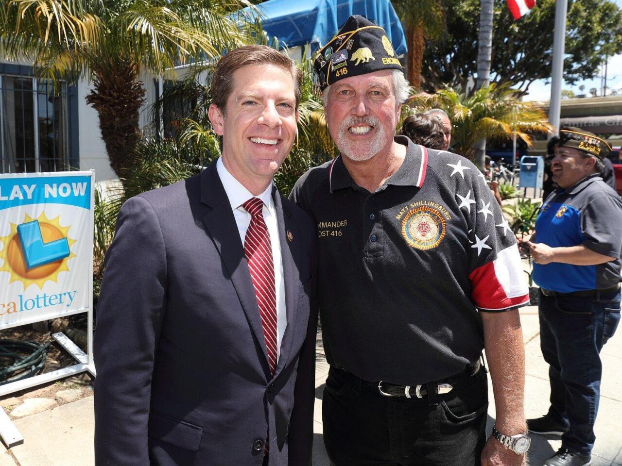 Congressman Mike Levin with Encinitas American Legion Post Commander Matt Shillingburg