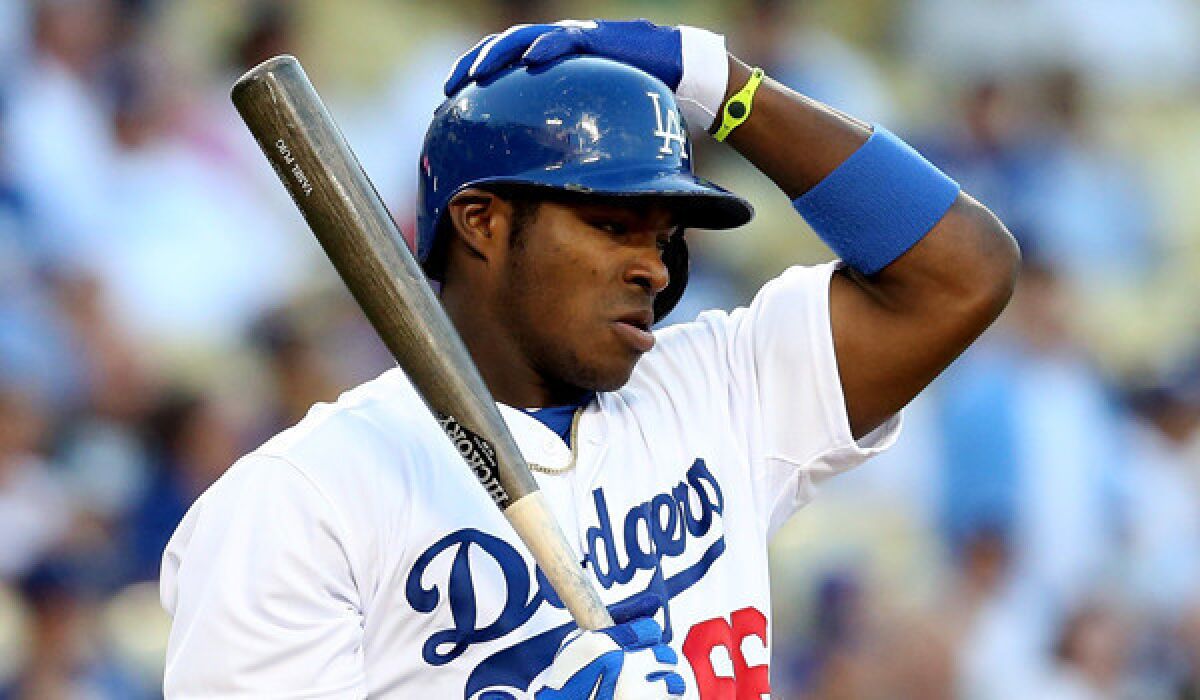 Yasiel Puig singles, scores upon entering game for Dodgers - Los Angeles  Times