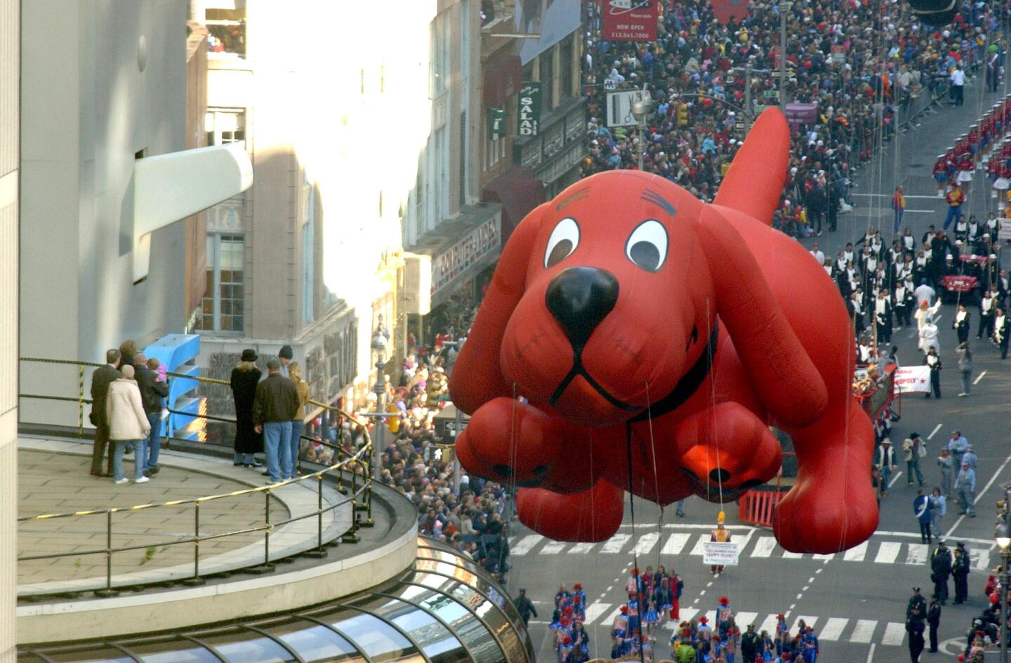 The Clifford the Big Red Dog balloon floats in the Macy's Thanksgiving Day parade in 2003.