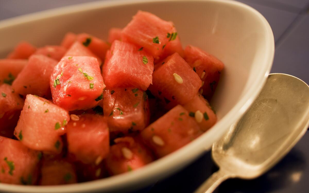 Watermelon with mint and lime