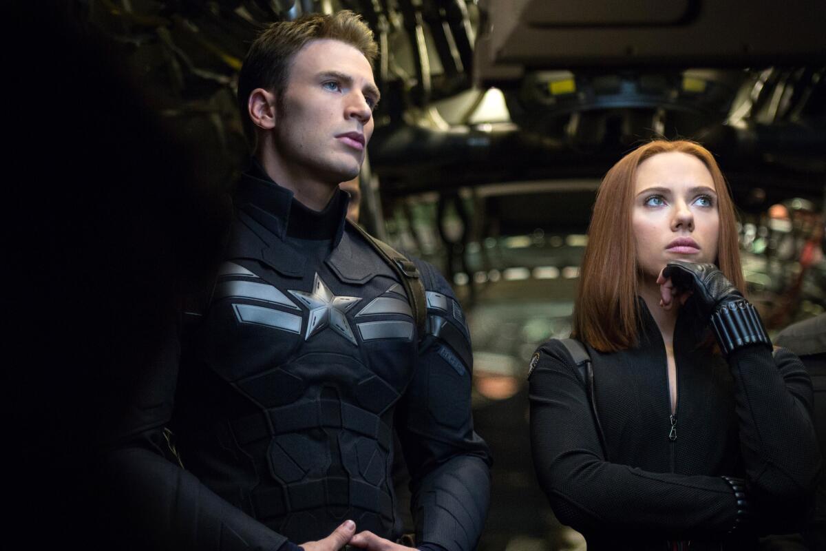 Chris Evans and Scarlett Johansson in "Captain America: The Winter Soldier."
