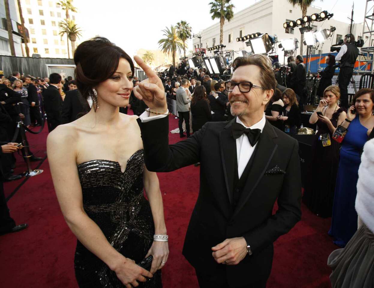 Gary Oldman, nominated for his performance in "Tinker Tailor Soldier Spy," spoke of working with such famous source material. The film is based on one of John le Carre's most well-known novels. "It was indeed a challenge," said Oldman. "But books and scripts and directors and fellow actors don't come along like this very often. Maybe this is it. I hope there's some more exciting things down the line for me, but this was truly a harmonic thing." Of an Oscar nomination, he said it is "the bee's knees."