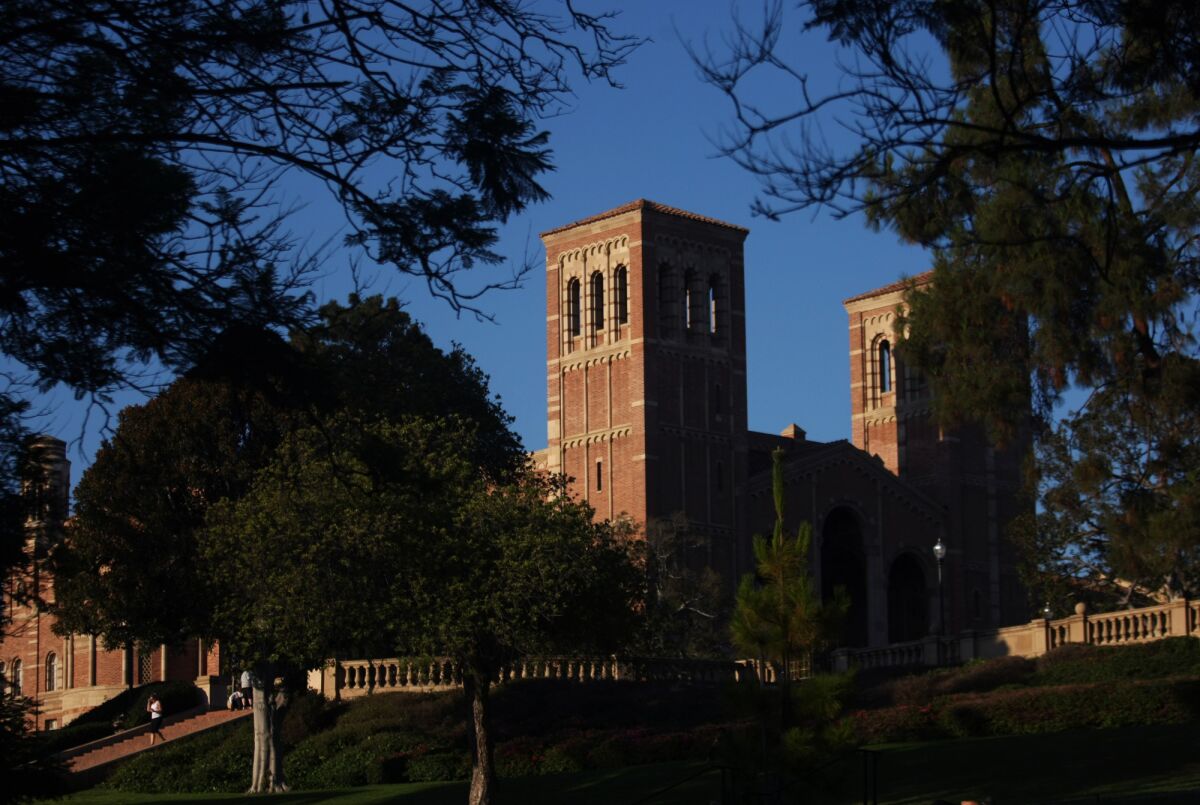 Royce Hall rises above the UCLA campus in Westwood.