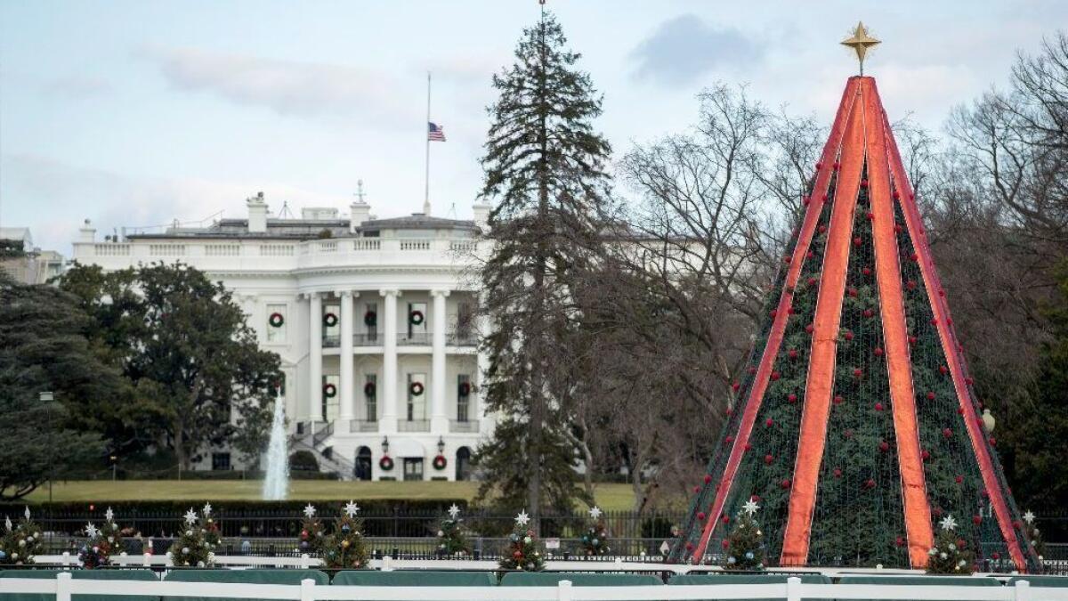 The national Christmas tree is seen in front of the White House in Washington on Dec. 24.