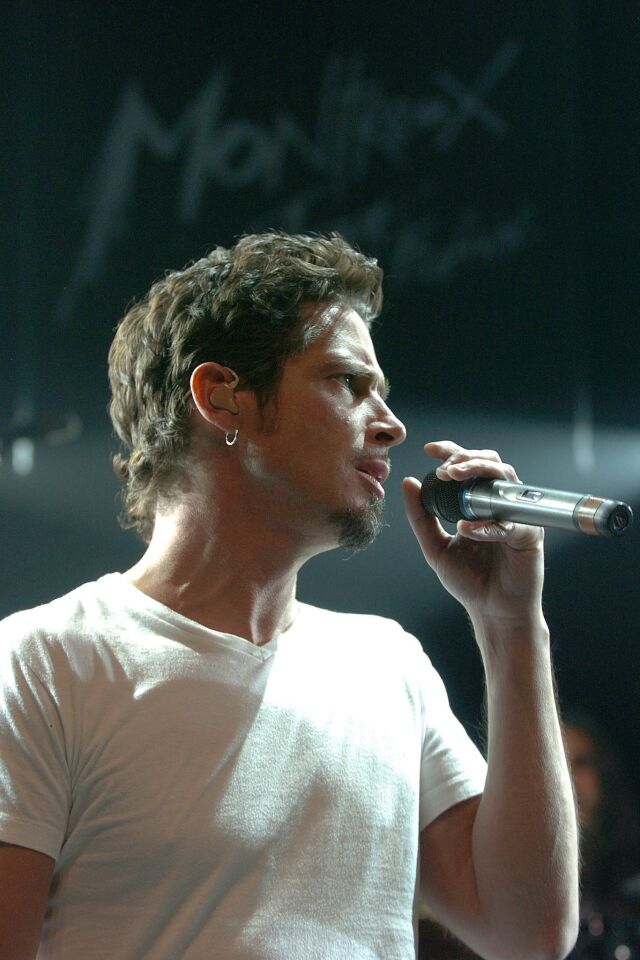 Audioslave's Chris Cornell performs on the Miles Davis Hall stage during the 39th Montreux Jazz Festival in Montreux, Switzerland, on July 5, 2005.