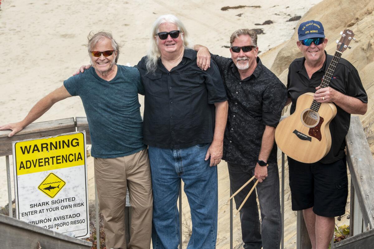 Members of the San Diego-based rock and roll band Shark Jones are Rock Hunter, Chuck Knight, Chip Holz and Peter Ballantyne.