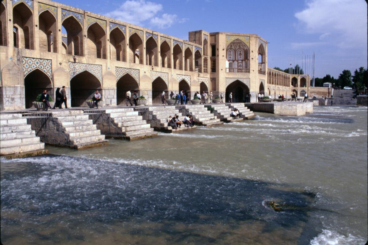 The 17th-century Khaju Bridge in Isfahan, Iran.