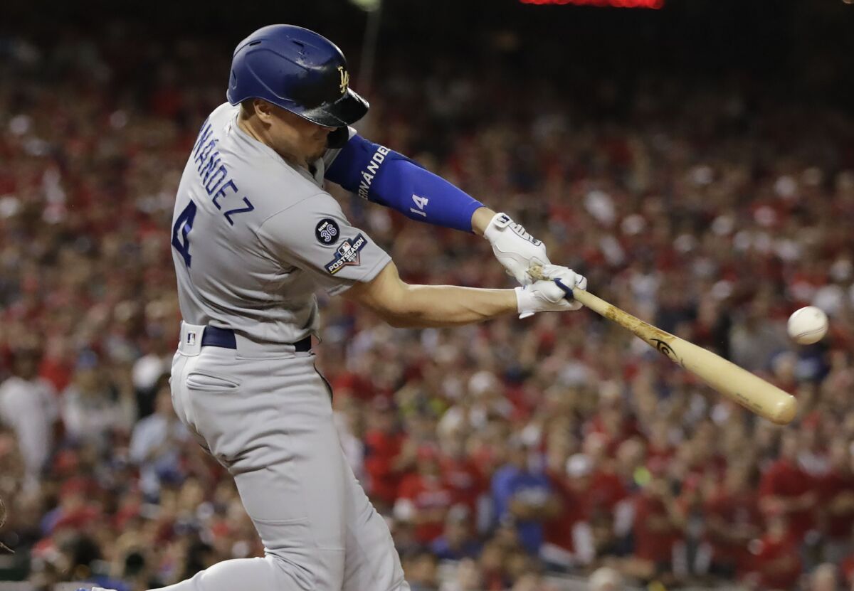 Enrique Hernandez will start in left field for the Dodgers in Game 5 of the NLDS.