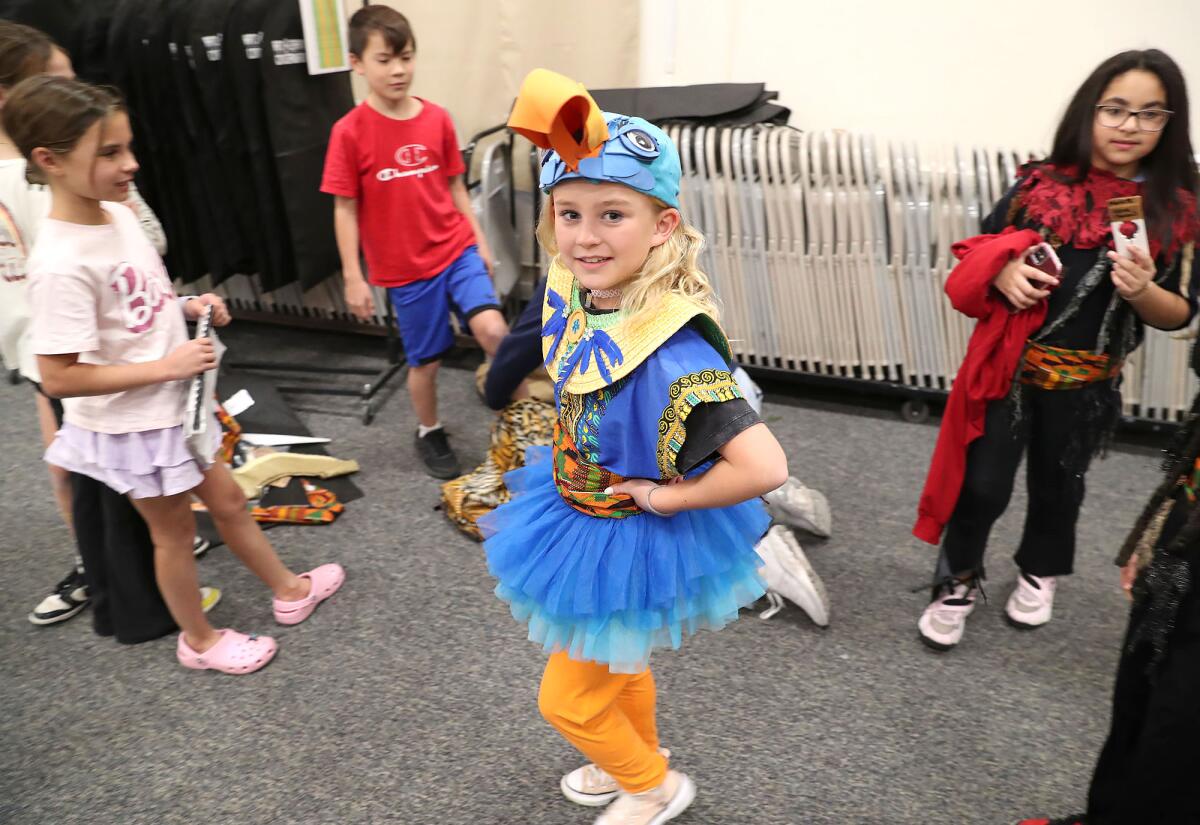 Lincoln Elementary School fourth-grader Ava Keiser, who plays Zazu in "The Lion King." 