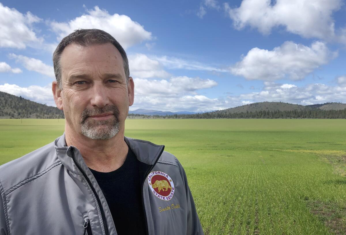 California gubernatorial candidate state Sen. Brian Dahle on his farm in Lassen County.