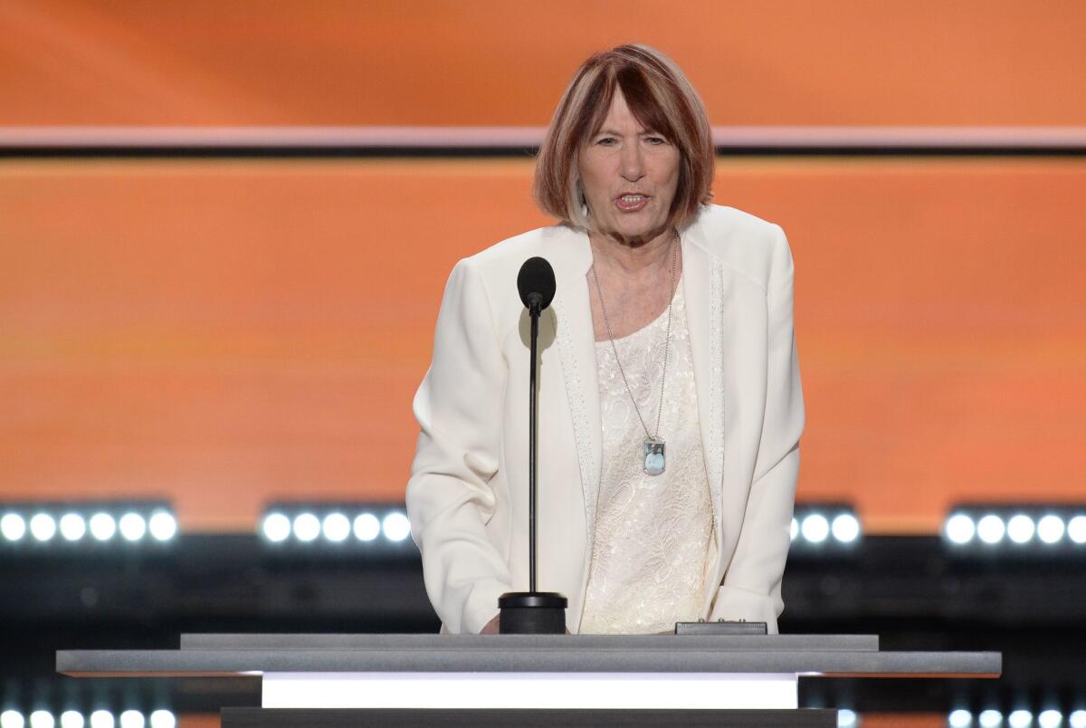 Patricia Smith, mother of Benghazi victim Sean Smith, addresses the Republican National Convention in Cleveland in July.
