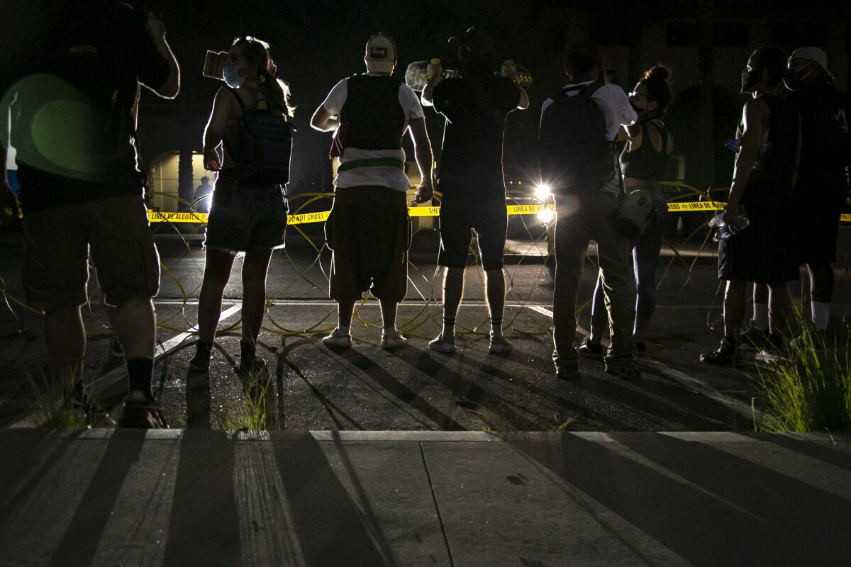 Protesters during a protest for Dijon Kizzee outside the South Los Angeles County Sheriff's office.