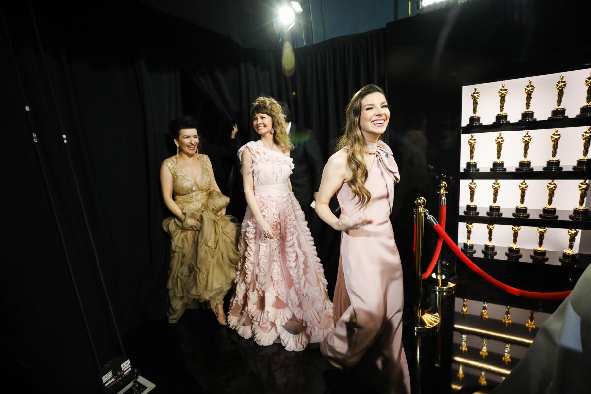 Performers backstage at the 92nd Academy Awards.
