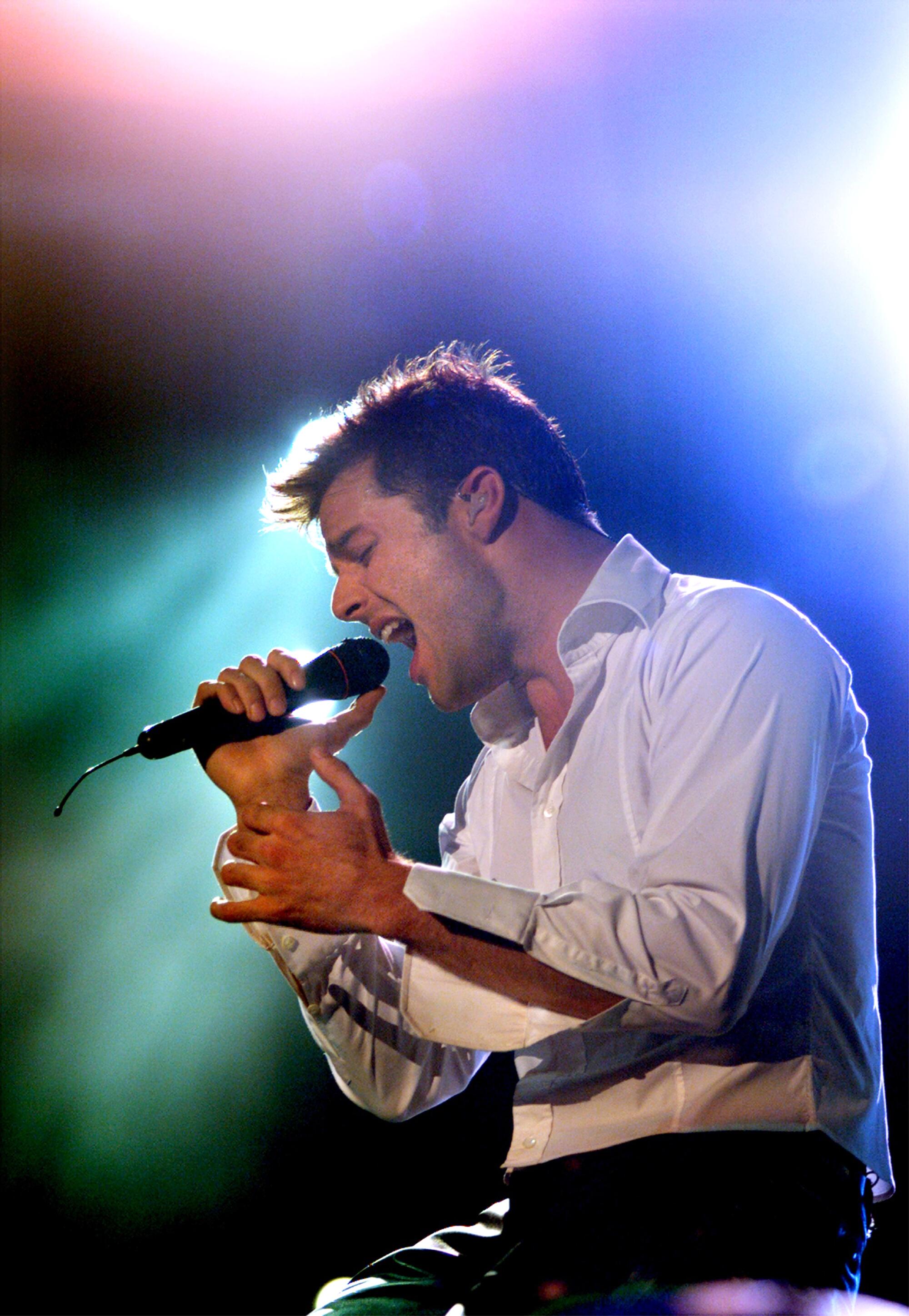 Latin pop star Ricky Martin performs  in Las Vegas in 1999.