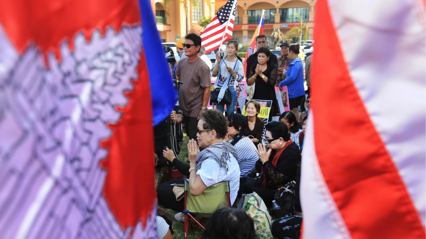 Cambodia Americans protest in Long Beach