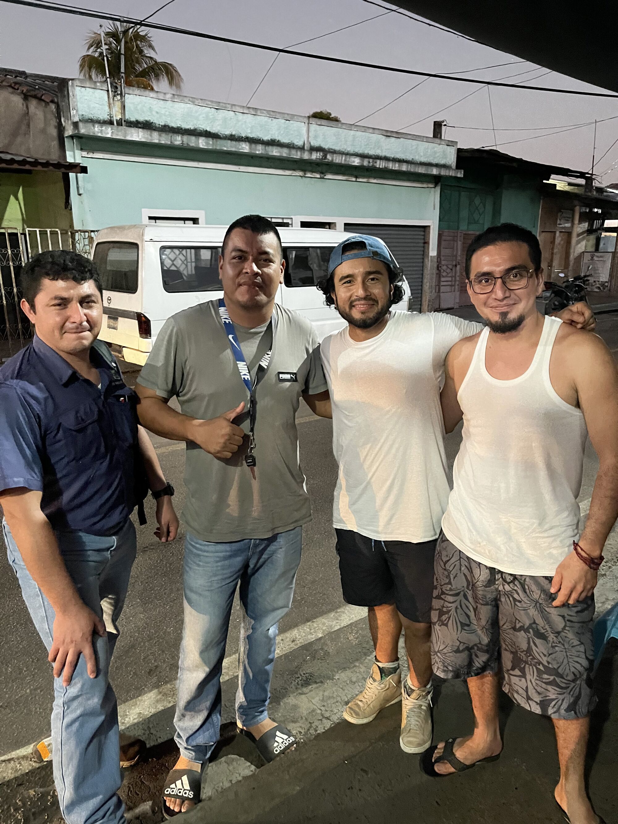 Javier Zamora, second from right, with his 4th grade friends, Alan, Alex, Fredy. Jan 2023.