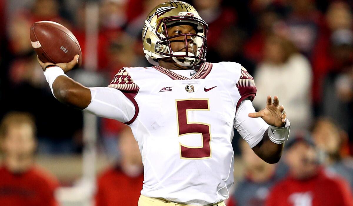 Florida State quarterback Jameis Winston unloads a pass during a game against Louisville on Oct. 30.