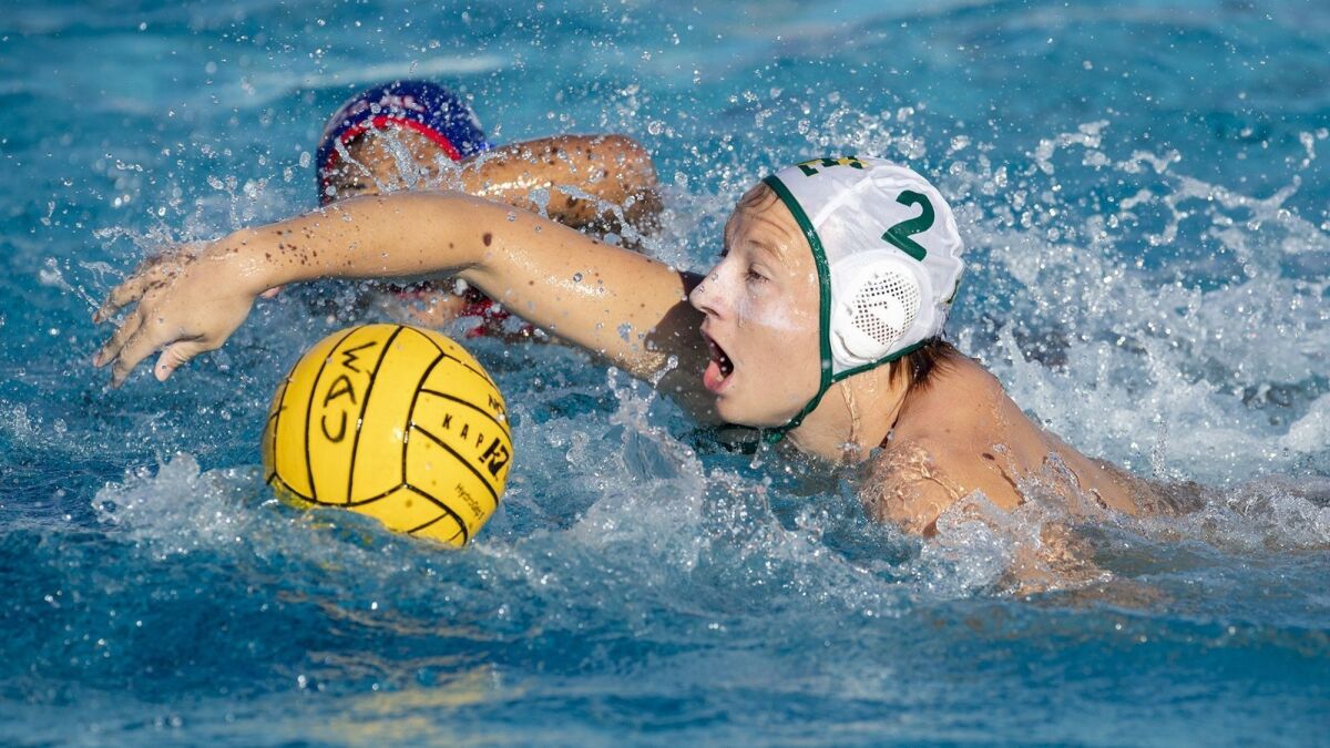 Edison High's Cameron Davidson (2), pictured breaking for the goal against Los Alamitos on Oct. 17, scored five goals in the Chargers' 12-7 win at Palos Verdes Peninsula in the second round of the CIF Southern Section Division 3 playoffs on Thursday.