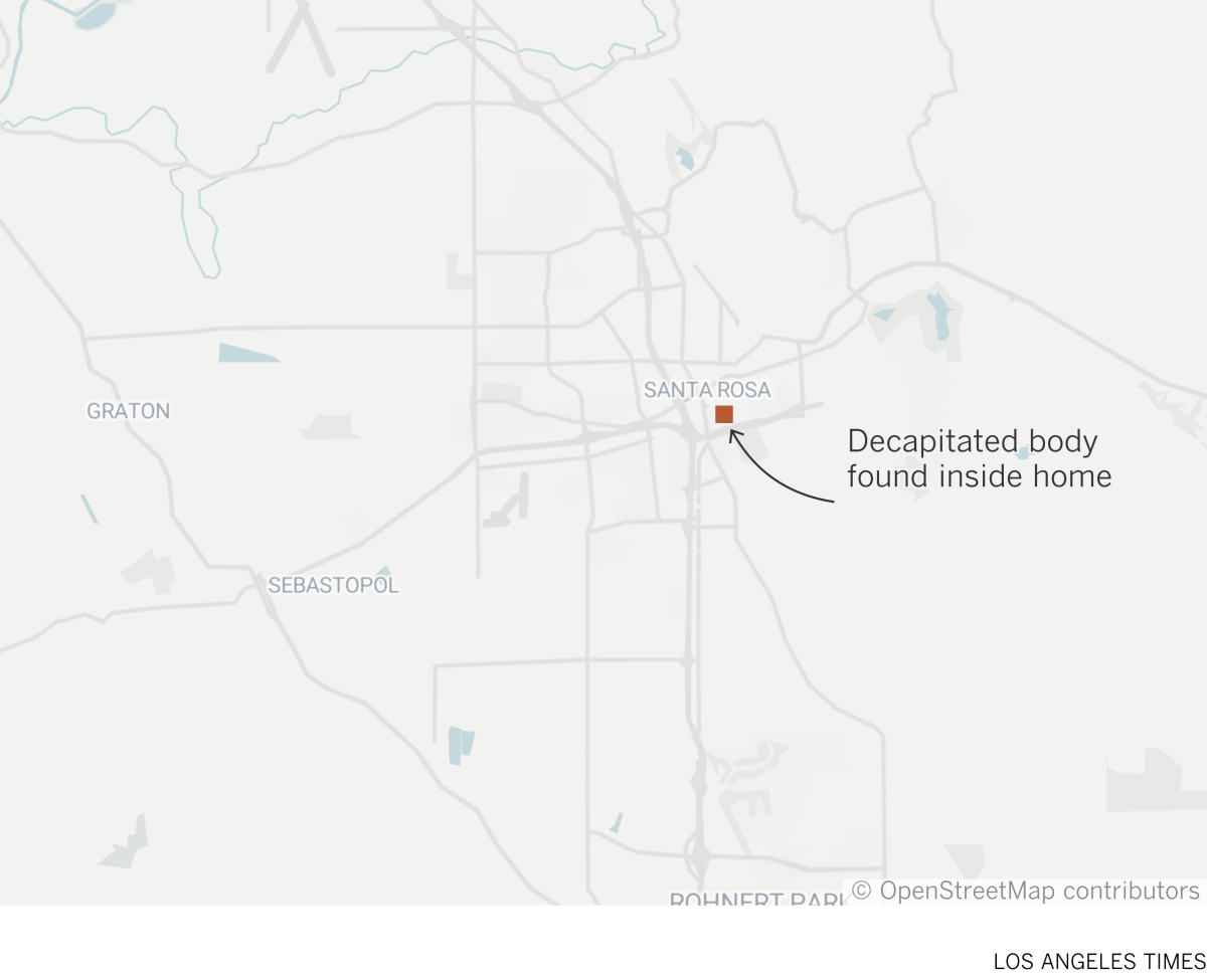 A map of Santa Rosa showing where a decapitated body was found inside a home