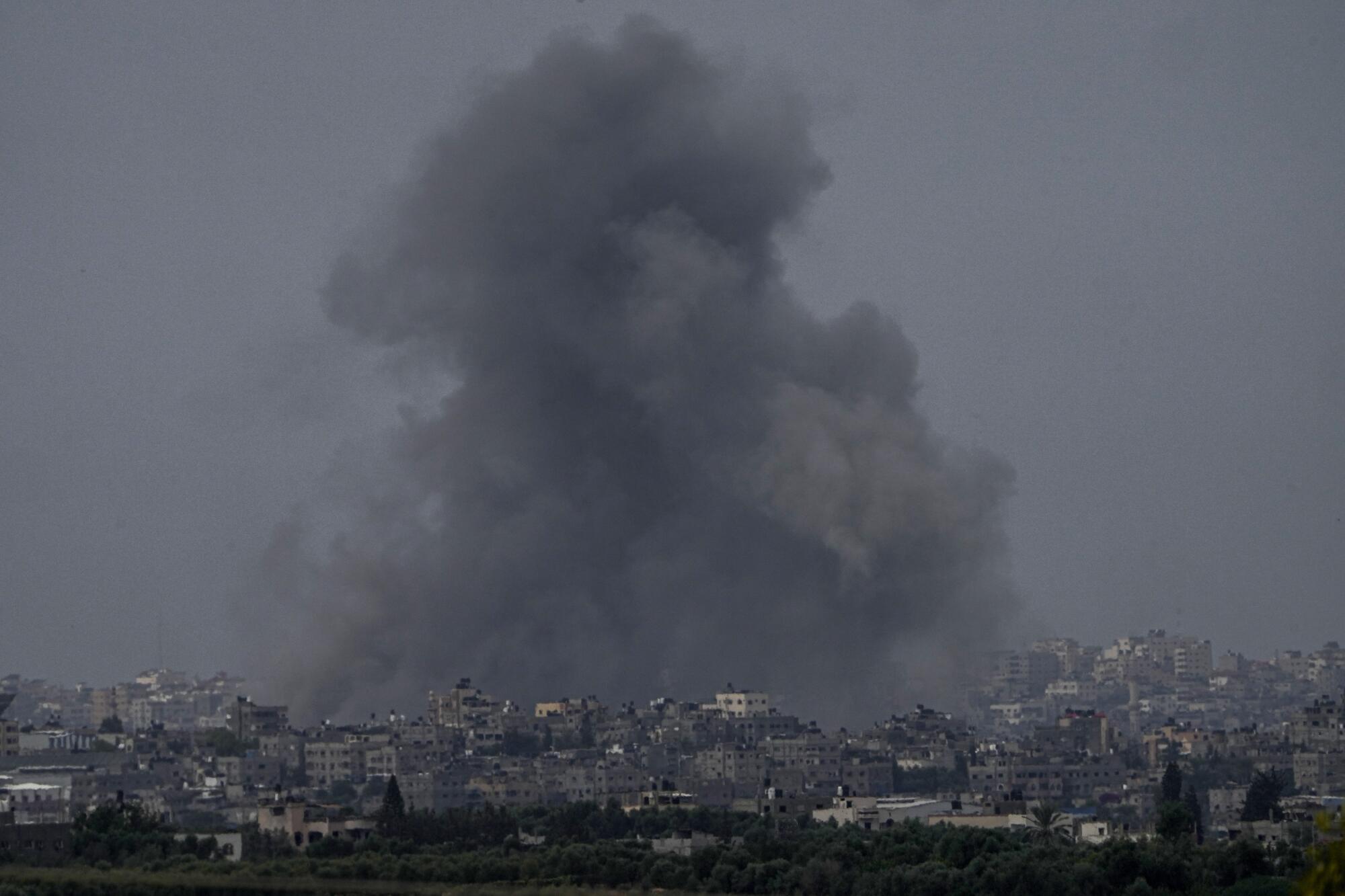Smoke rising above Gaza following an Israeli airstrike