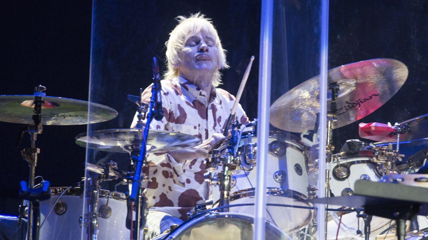 The Who drummer Zak Starkey on stage at Desert Trip.