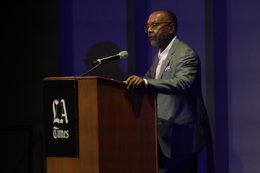Los Angeles Times remarks Executive Editor Kevin Merida makes the opening remarks.