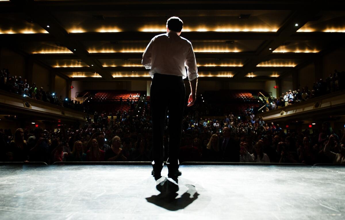 Mitt Romney speaks during a rally in Ashville, N.C.