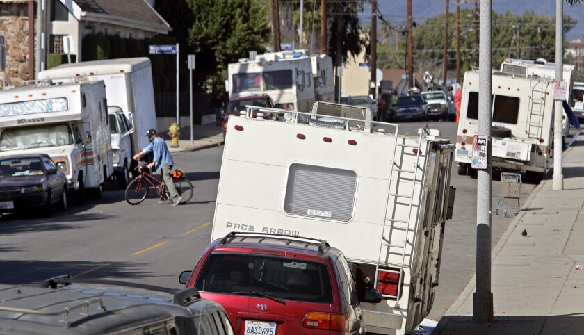 RVs parked on 7th Street in Venice in 2009. Some activists have ended their years-long legal battle to restrict overnight parking in the city.
