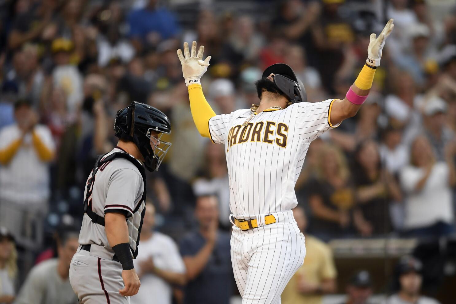 Jake Cronenworth of the San Diego Padres celebrates after hitting a News  Photo - Getty Images