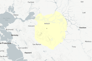 A map shows the approximate epicenter of a 3.8-magnitude earthquake in Antioch, Calif.