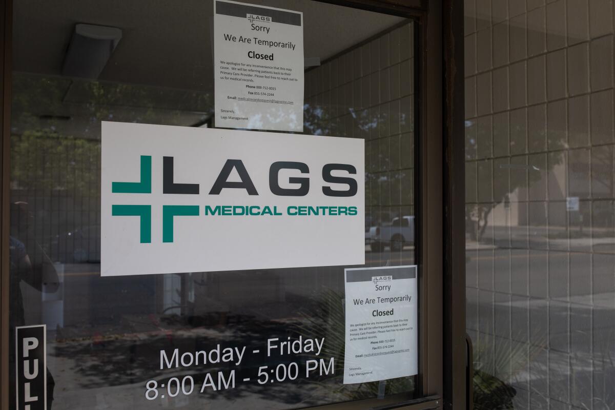 Lags Medical Centers abruptly closed dozens of its clinics, including this Hanford site, in May 2021.
