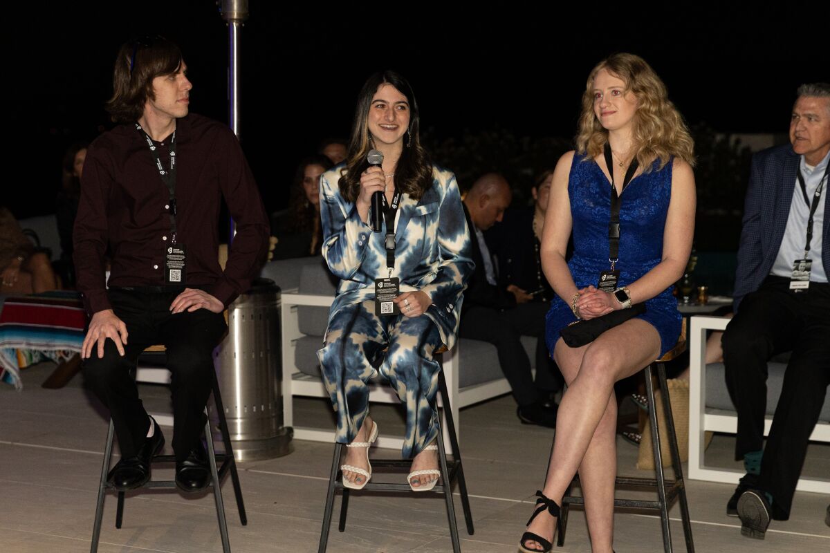 Cancer for College scholarship recipients and cancer survivors Caleb Kobriger, Sana Moezzi and Sofia Pantis.