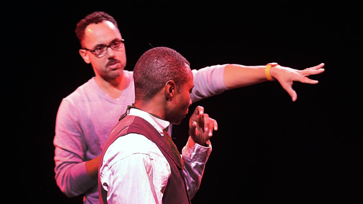 Arceneaux, left, directs Lawson — who plays Ben Vereen playing vaudeville actor Bert Williams — in "Until, Until, Until..."