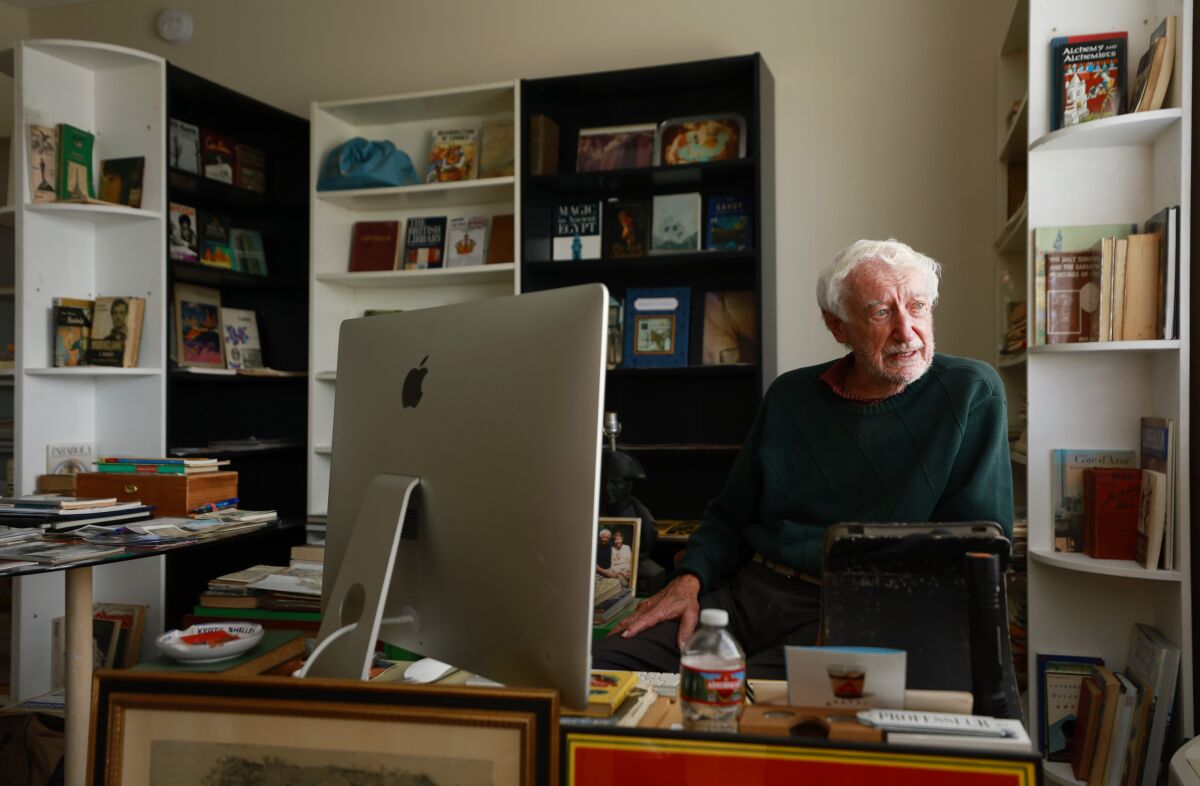 Architect Eugene Ray, 90, is pictured in his home office in La Jolla.
