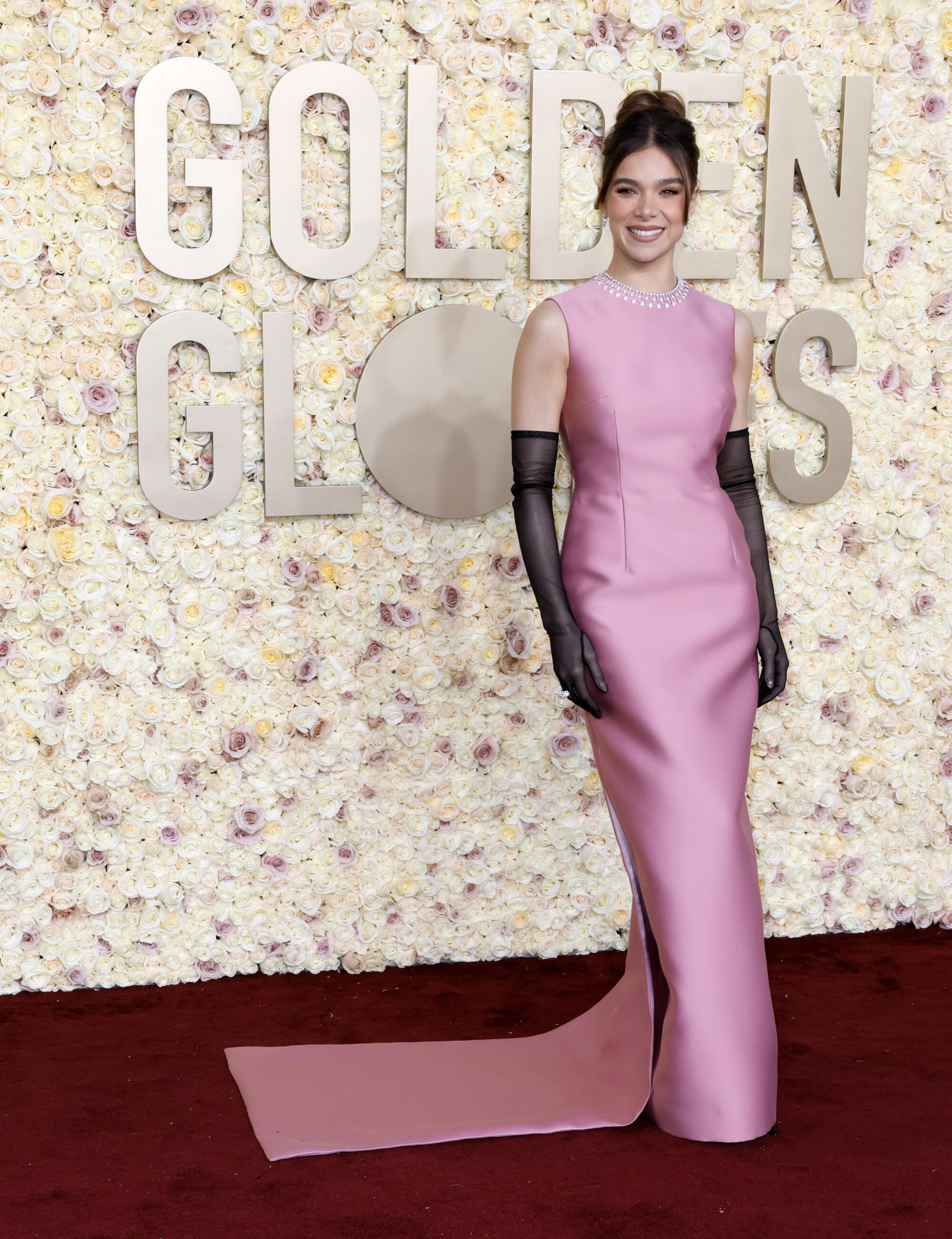 Hallie Steinfeld on the red carpet of the 81st Golden Globe Awards at the Beverly Hilton 