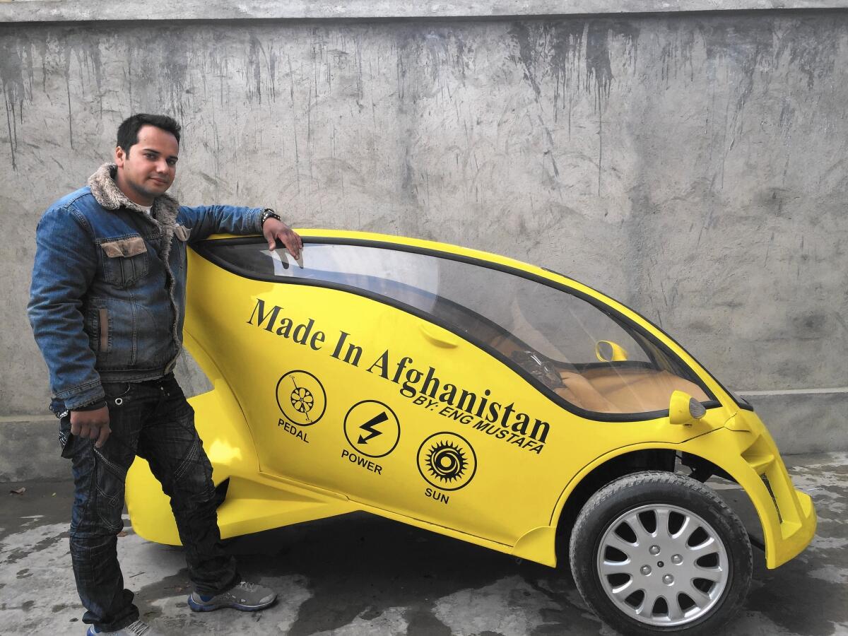 Mustafa Mohammadi of Kabul, Afghanistan, a self-trained engineer, has built a solar-powered motorbike.