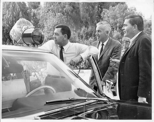 From left, Jack Webb as Sgt. Friday, Sgt. Dan Cooke of the Los Angeles Police Department and Bob Cinader, associate producer of "Dragnet." The series' stories were based on real cases from LAPD files.