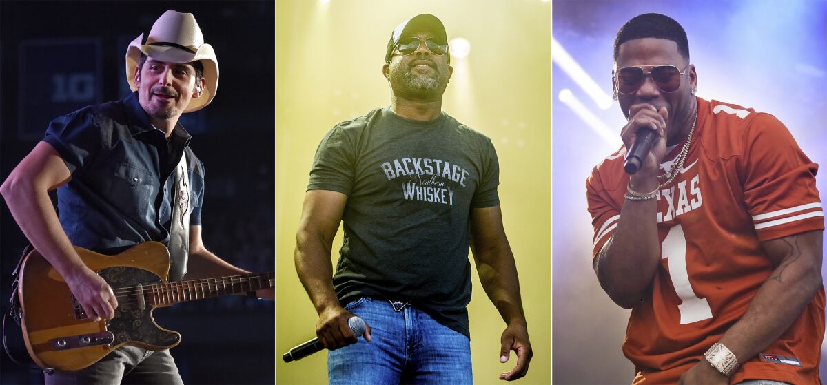 Brad Paisley, Darius Rucker and rapper Nelly will be in Live Nation's “Live from the Drive-In,” concert series July 10-12. 