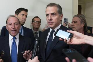 Hunter Biden, President Joe Biden's son, accompanied by his attorney Abbe Lowell, left, talks to reporters as they leave a House Oversight Committee hearing as Republicans are taking the first step toward holding him in contempt of Congress, Wednesday, Jan. 10, 2024, on Capitol Hill in Washington. (AP Photo/Jose Luis Magana)