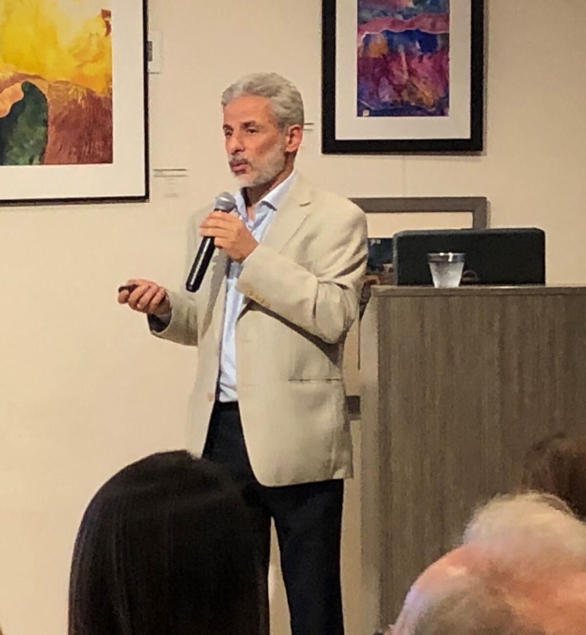 Dr. Wael Al-Delaimy, an epidemiologist at UC San Diego (pictured during a previous speaking engagement), addressed COVID-19 questions during a La Jolla Community Center online interview this month.