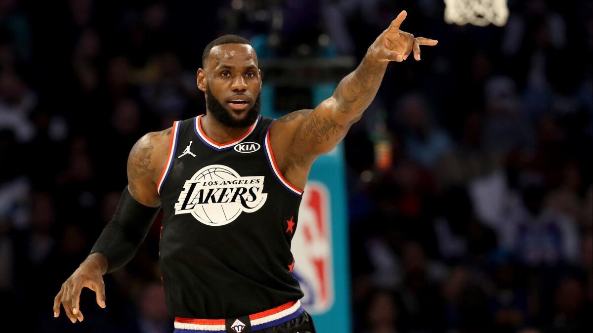 LeBron James was the Lakers' only prime-time player at the NBA All-Star game on Sunday.