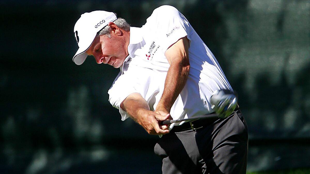 Fred Couples, the defending champion at the Toshiba Classic, will be in the final group Sunday with leader Duffy Waldorf.